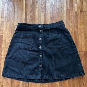 BDG Black A-Line Denim Skirt with Pockets